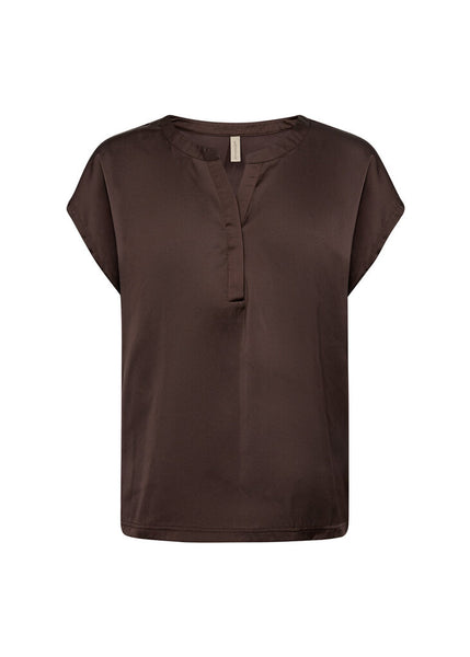 Soyaconcpet 'Thilde' Satin V-Neck Blouse - Hot Fudge