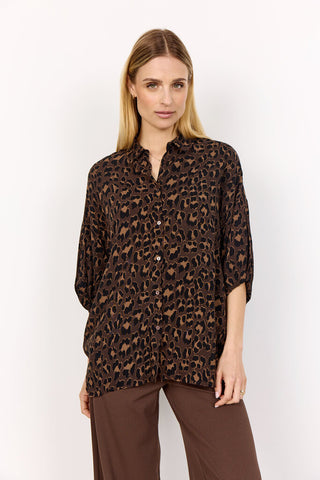 Soyaconcept 'Safira' Leopard Print Bubble Sleeve Blouse