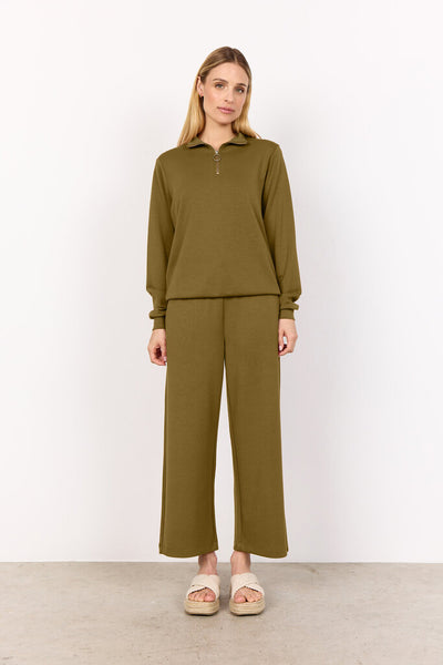 Soyaconcept 'Banu' 1/4 Zip Sweatshirt - Misty Olive
