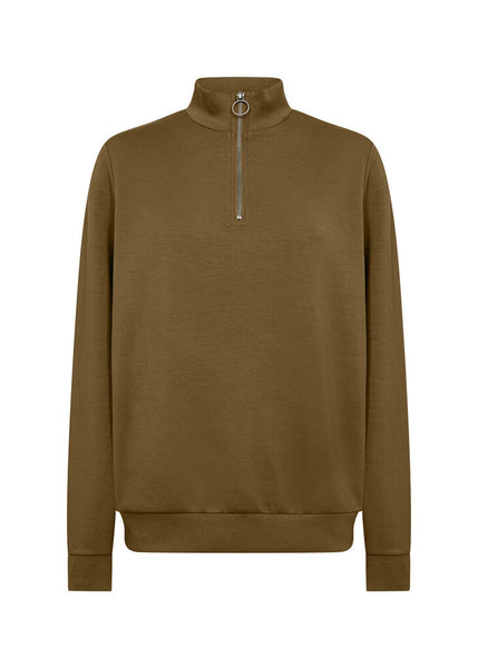 Soyaconcept 'Banu' 1/4 Zip Sweatshirt - Misty Olive