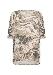 Soyaconcept 'Biara' Short Sleeve Abstract Animal Print Top
