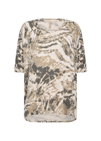 Soyaconcept 'Biara' Short Sleeve Abstract Animal Print Top