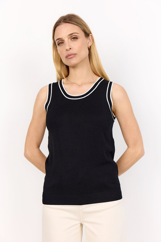 Soyaconcept 'Dollie' Contrast Trim Knit Tank - Black