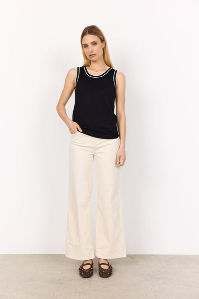 Soyaconcept 'Dollie' Contrast Trim Knit Tank - Black