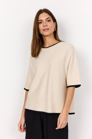 Soyaconcept 'Dollie' 3/4 Sleeve Contrast Trim Knit Pullover