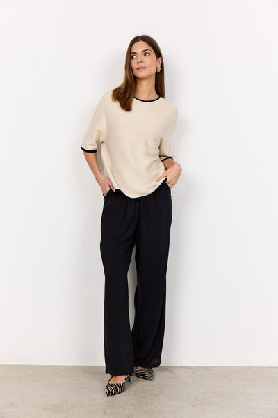 Soyaconcept 'Dollie' 3/4 Sleeve Contrast Trim Knit Pullover