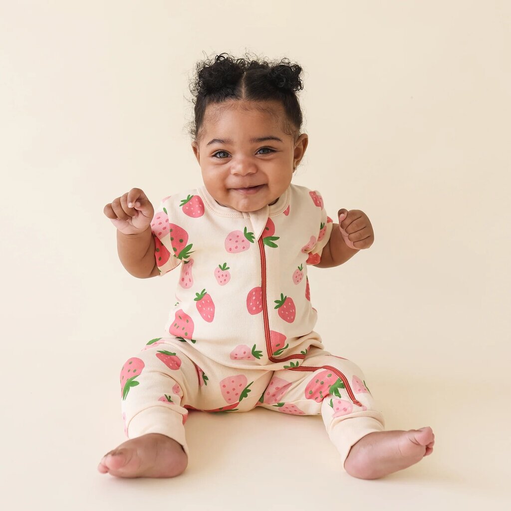 Parade Organics Cotton Short Sleeve Romper - Strawberries