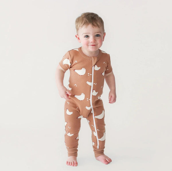 Parade Organics Cotton Short Sleeve Romper - Chickens