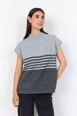 Soyaconcept Grey Melange Mock Neck Sweater Vest