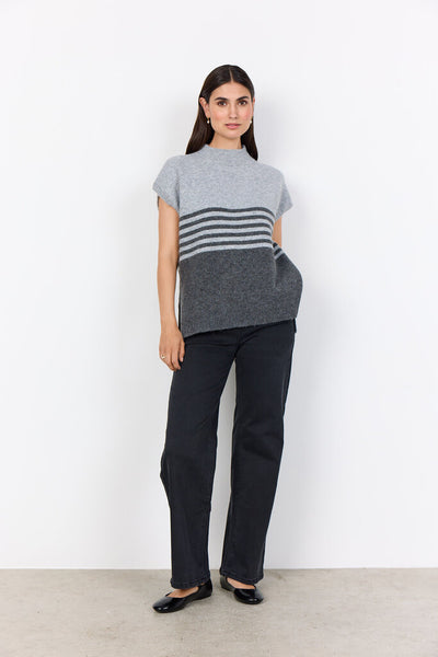 Soyaconcept Grey Melange Mock Neck Sweater Vest