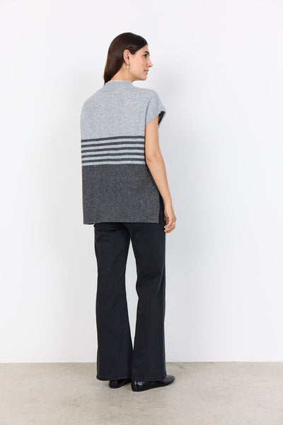 Soyaconcept Grey Melange Mock Neck Sweater Vest
