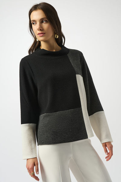 Joseph Ribkoff 253236 Jacquard Knit Colour Block Top