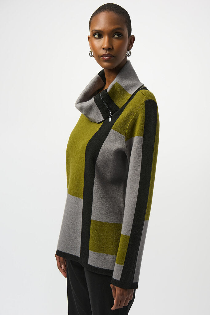 Joseph Ribkoff 253911 Jacquard Colour Block Sweater