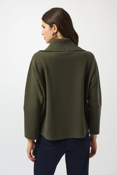 Joseph Ribkoff 253963 Boxy Zip Collar Sweater - Avocado