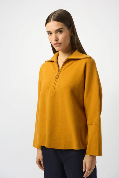 Joseph Ribkoff 253963 Boxy Zip Collar Sweater - Medallion