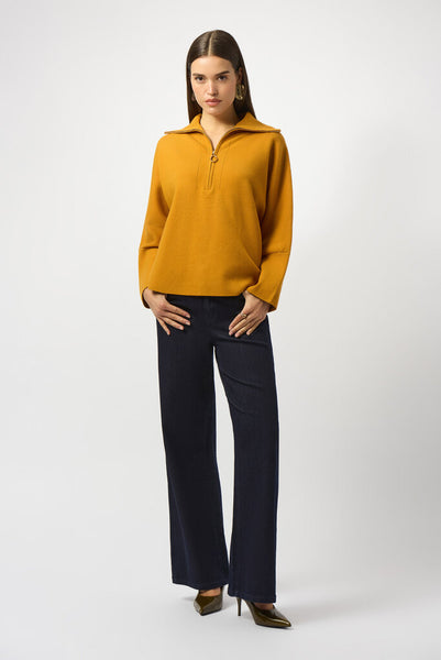 Joseph Ribkoff 253963 Boxy Zip Collar Sweater - Medallion