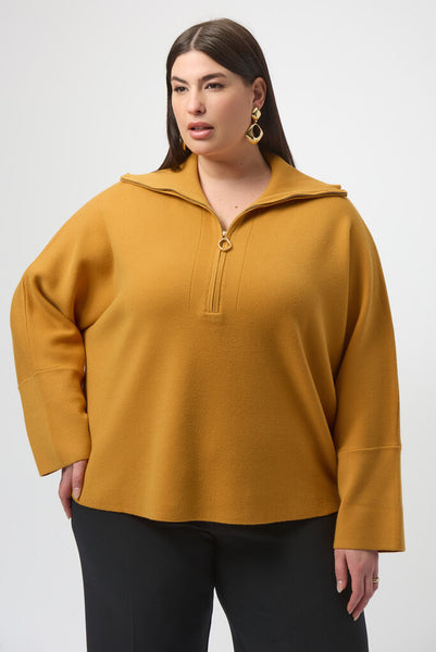 Joseph Ribkoff 253963 Boxy Zip Collar Sweater - Medallion