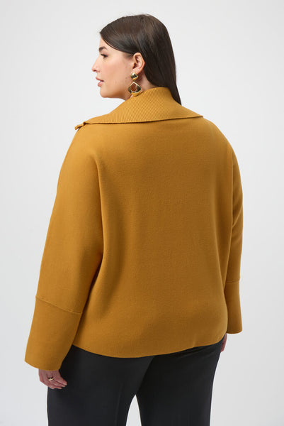 Joseph Ribkoff 253963 Boxy Zip Collar Sweater - Medallion