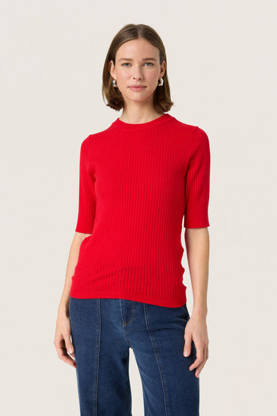 Soaked in Luxury 'Spina' Knit Pullover Tee - Goji Berry