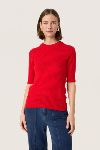 Soaked in Luxury 'Spina' Knit Pullover Tee - Goji Berry