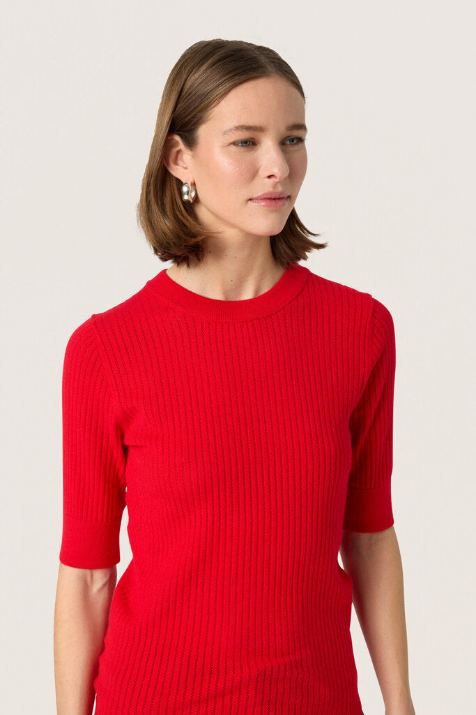 Soaked in Luxury 'Spina' Knit Pullover Tee - Goji Berry