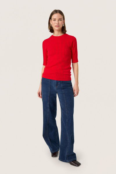 Soaked in Luxury 'Spina' Knit Pullover Tee - Goji Berry