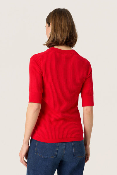 Soaked in Luxury 'Spina' Knit Pullover Tee - Goji Berry