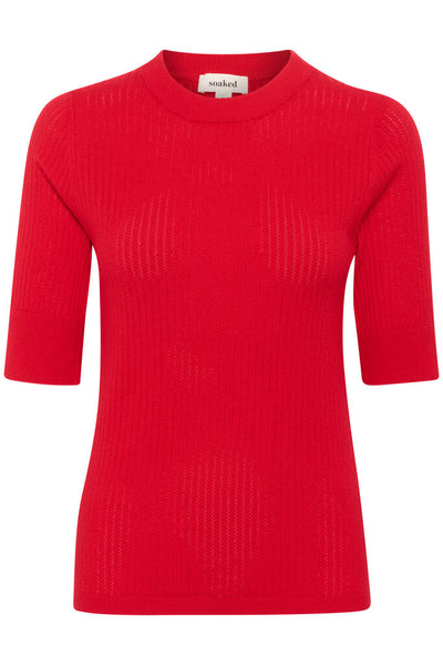 Soaked in Luxury 'Spina' Knit Pullover Tee - Goji Berry