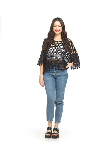 Papillon Black Crochet Pullover Cotton Top