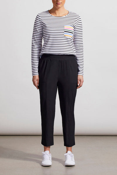 Tribal Black Pull On Capri With Elastic Waist