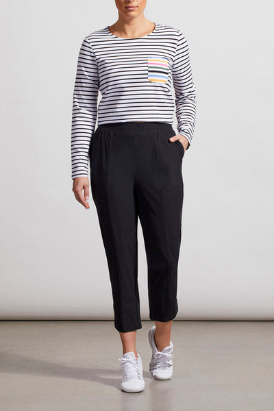 Tribal Black Pull On Capri With Elastic Waist