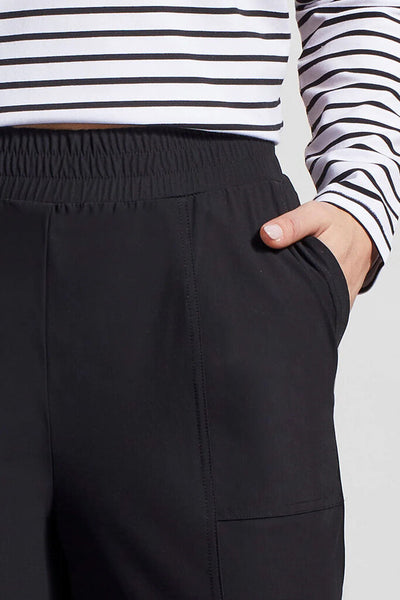 Tribal Black Pull On Capri With Elastic Waist