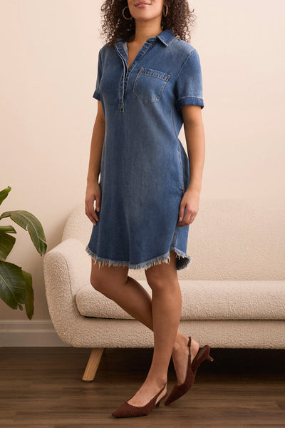 Tribal Flowy Lyocell® Pop Over Shirt Dress - Bluebliss