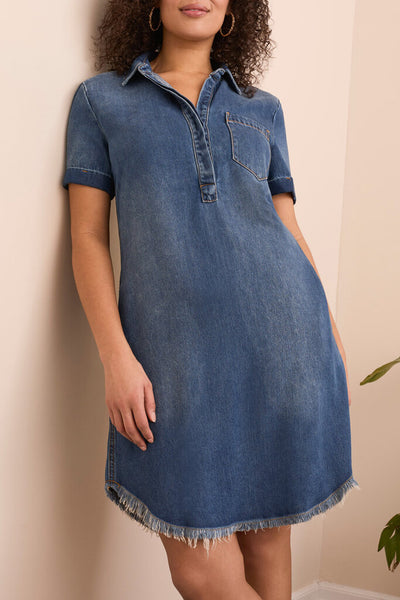 Tribal Flowy Lyocell® Pop Over Shirt Dress - Bluebliss