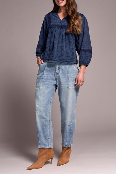 Tribal 'Audrey' Distressed Barrel Stretch Jeans