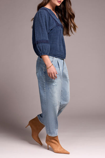 Tribal 'Audrey' Distressed Barrel Stretch Jeans