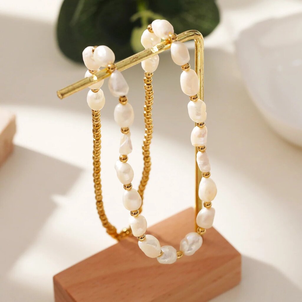 Hackney Nine 'Elisa' Fresh Water Pearls & Gold Beaded Chain Necklace