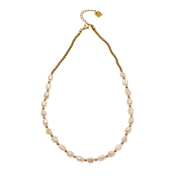Hackney Nine 'Elisa' Fresh Water Pearls & Gold Beaded Chain Necklace