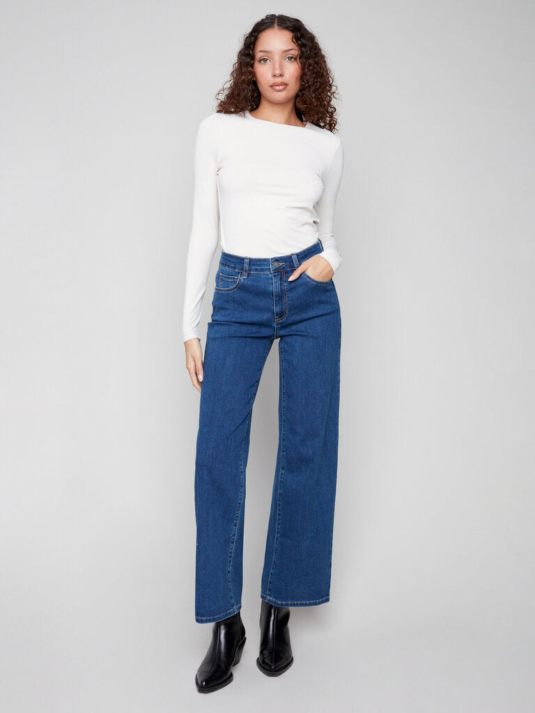 Charlie B 'Chloe' Wide Leg Stretch Denim - Indigo