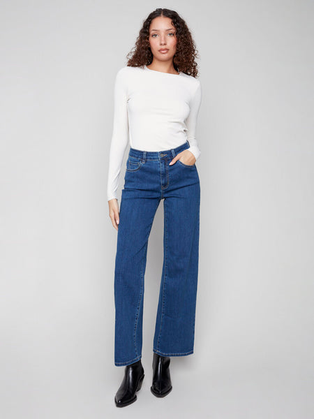Charlie B 'Chloe' Wide Leg Stretch Denim - Indigo