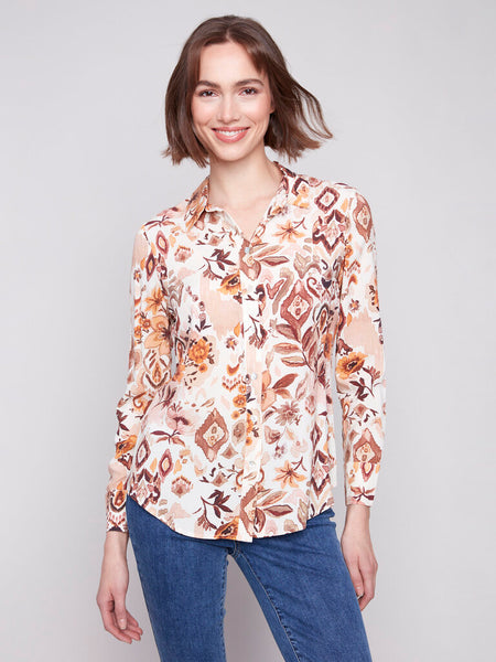 Charlie B Printed Button Down Shirt - Jacobean