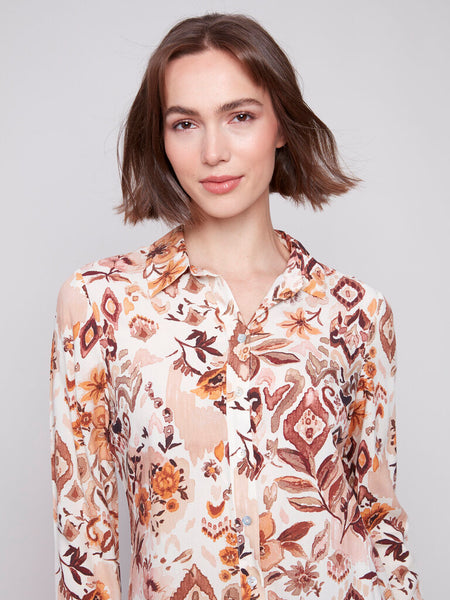 Charlie B Printed Button Down Shirt - Jacobean