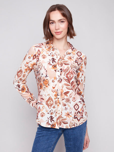 Charlie B Printed Button Down Shirt - Jacobean