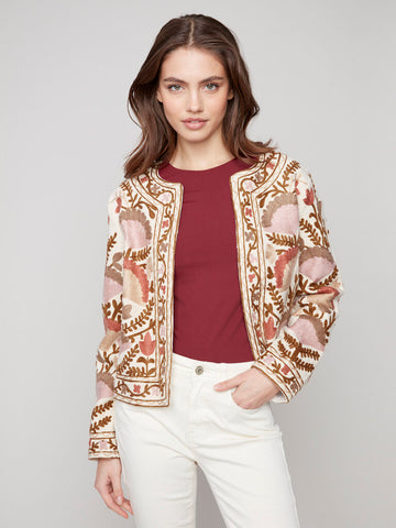 Charlie B Embroidered Open Front Jacket - Ceremony