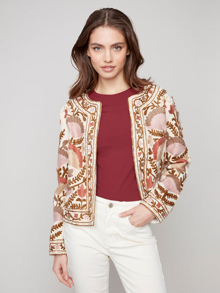 Charlie B Embroidered Open Front Jacket - Ceremony