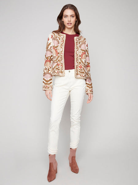 Charlie B Embroidered Open Front Jacket - Ceremony
