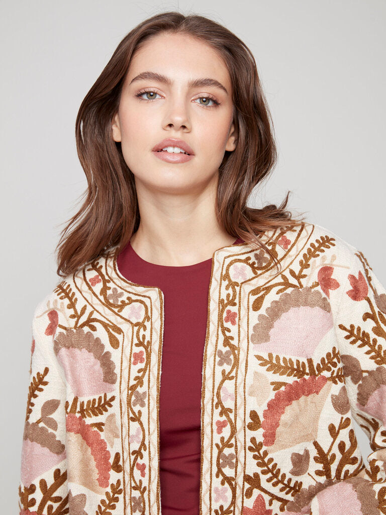 Charlie B Embroidered Open Front Jacket - Ceremony