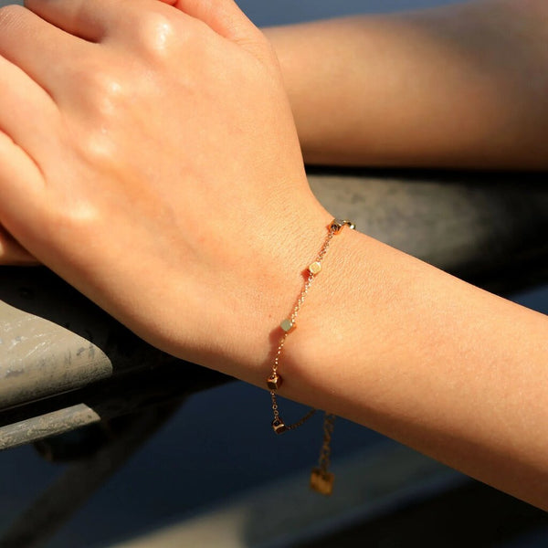 Hackney Nine 'Effie' Square Bead Bracelet - Gold