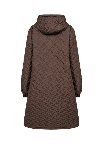 Soyaconcept 'Fenya' Hooded Long Quilt Coat - Hot Fudge