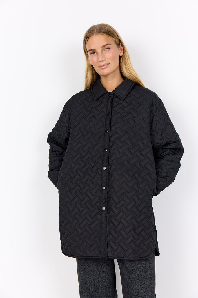 Soyaconcept 'Fenya' Quilted Coat with Collar - Black